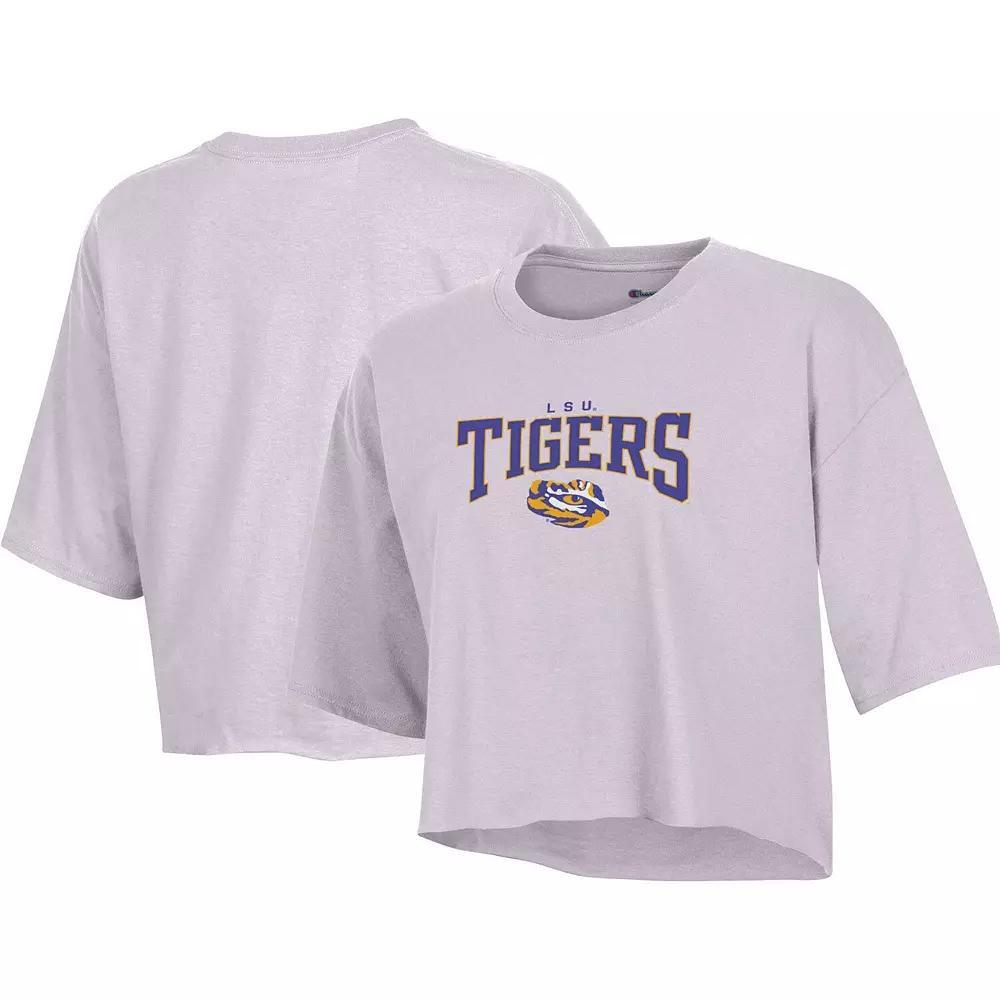 Women's Champion Lavender LSU Tigers Boyfriend Cropped T-Shirt, Size: XXL, Team Product Image