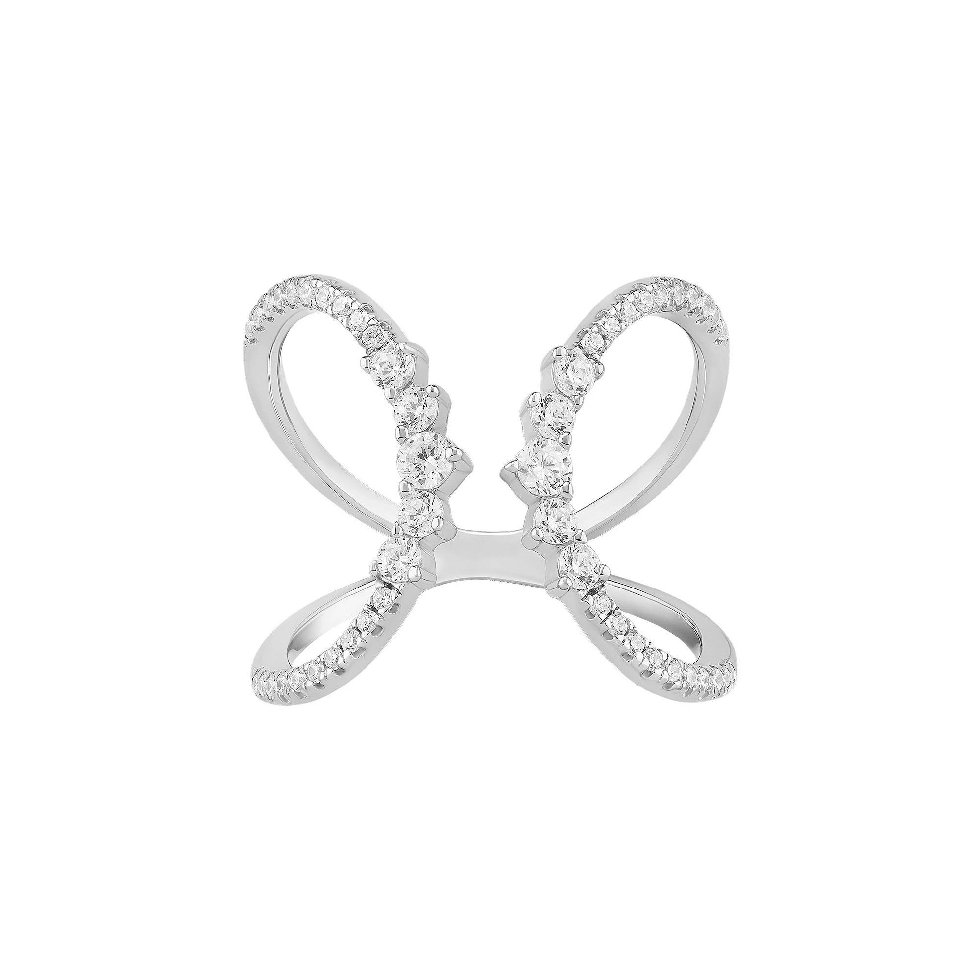PRIMROSE Sterling Silver Graduated Cubic Zirconia Open Band Ring, Women's, Size: 9, Sterling Clear Product Image