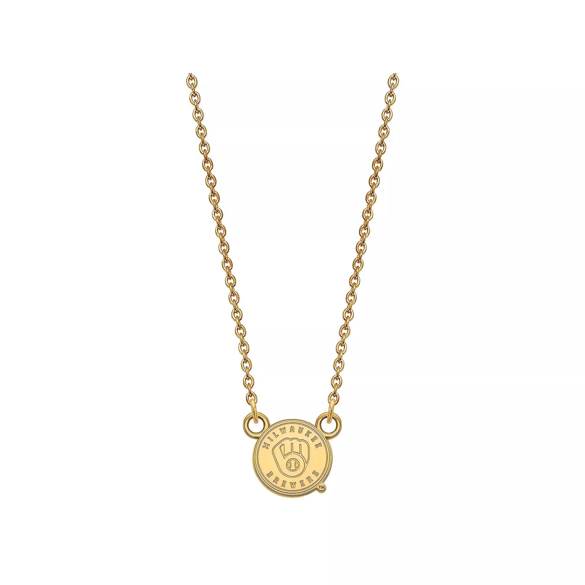 LogoArt Milwaukee Brewers Sterling Silver Small Pendant Necklace, Women's, Size: 18 mm, Gold Tone Product Image
