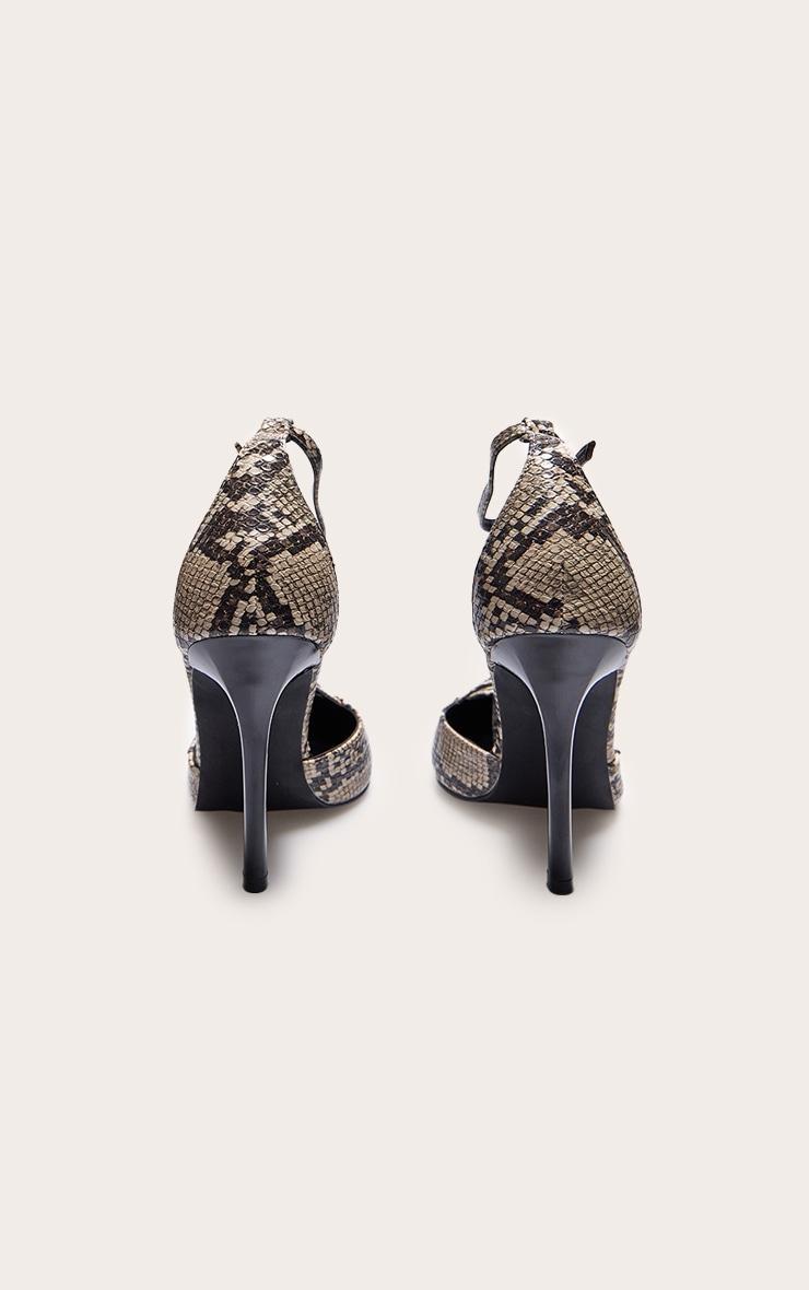Snake Pu Point Toe Buckle Detail Court Heels Product Image