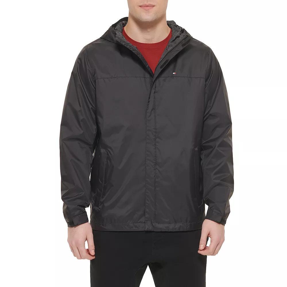 Big & Tall Tommy Hilfiger Hooded Rain Jacket, Men's, Size: 3XB, Black Product Image
