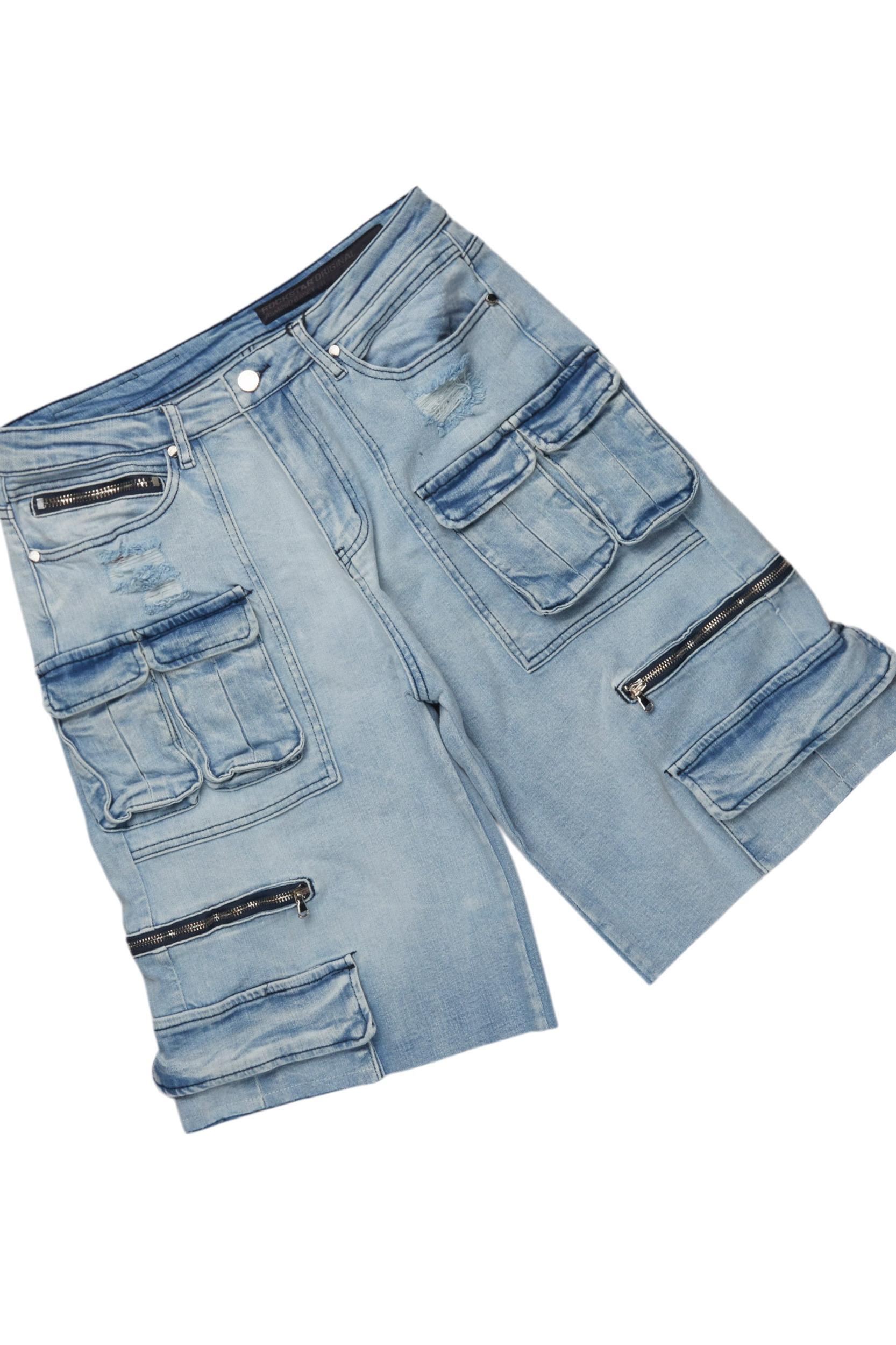 Kip Royal Blue T-Shirt/Denim Short Set Male Product Image