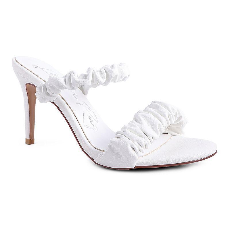 London Rag Gathered Around Slip-On Women's Heeled Sandals, Size: 6, White Product Image