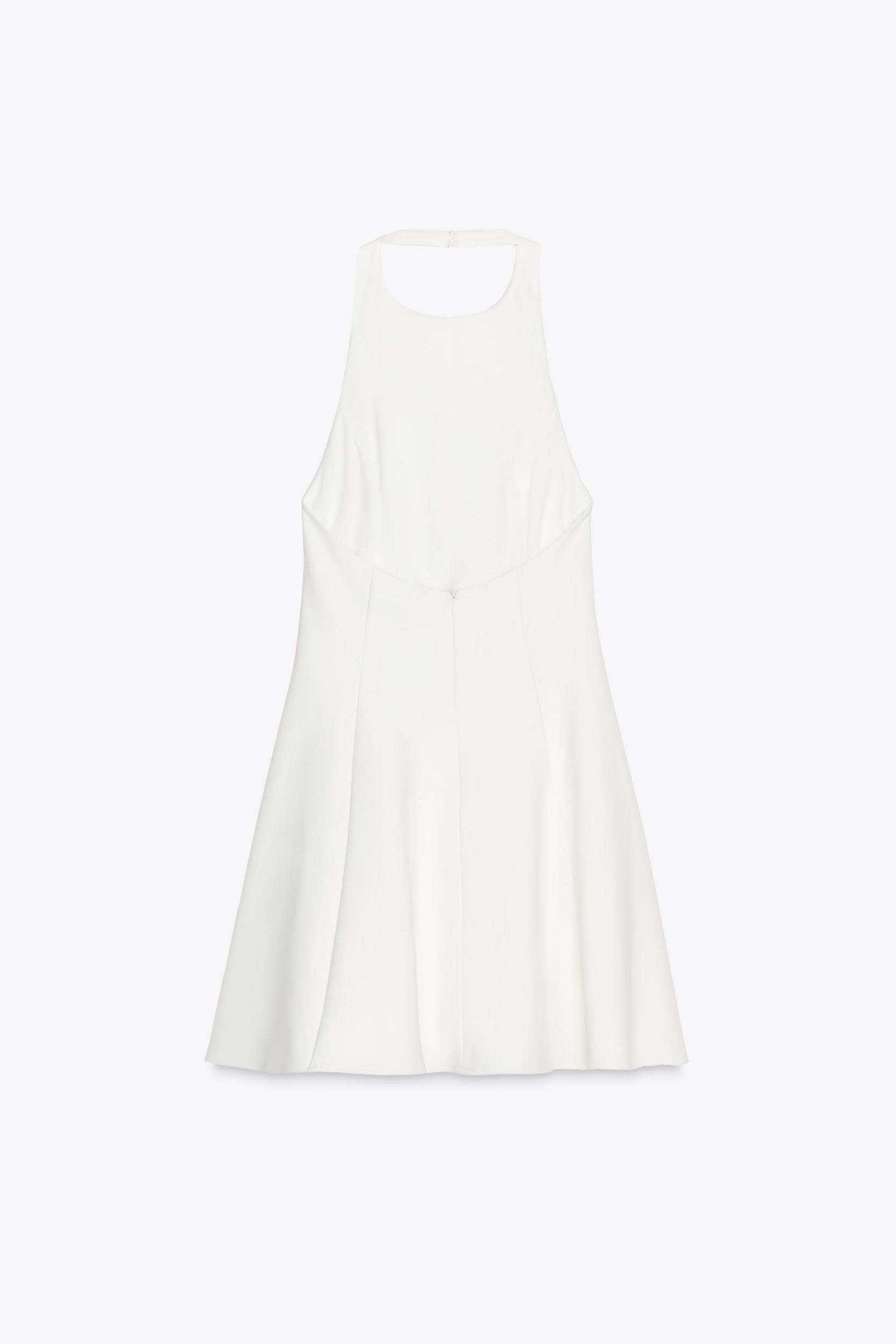 SHORT HALTER GODET DRESS Product Image