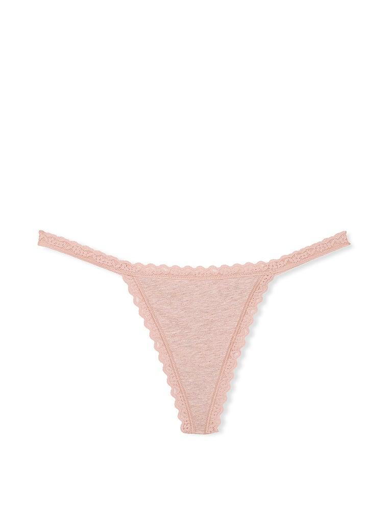 Lace-Waist Heather Rib V-String Panty Product Image