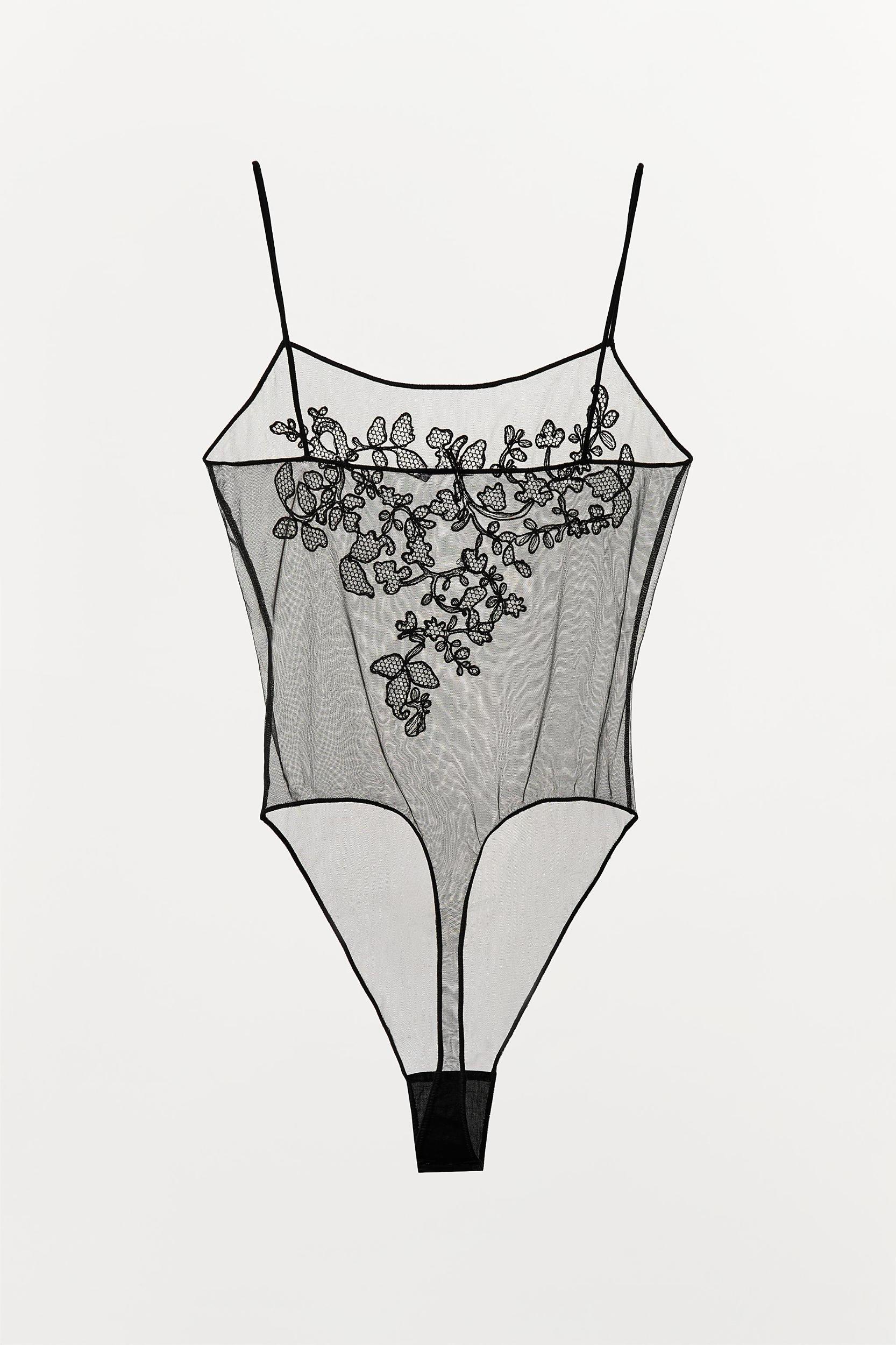 FLORAL EMBROIDERY MESH BODYSUIT Product Image