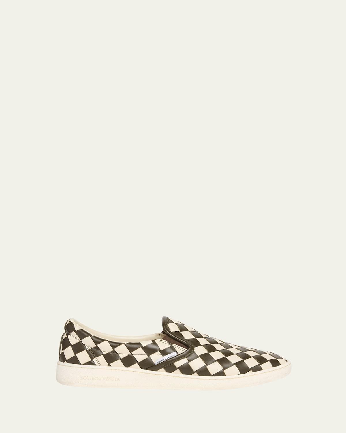 Men's Sawyer Intrecciato Check Calfskin Slip-On Sneakers Product Image