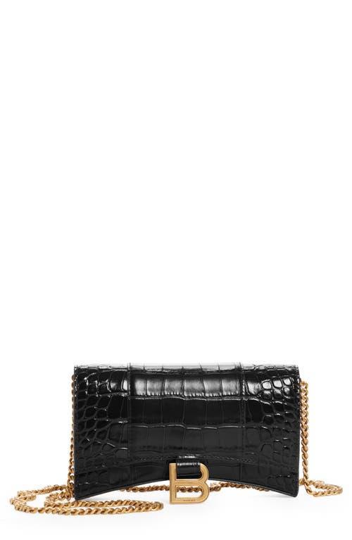 Womens Hourglass Wallet with Chain Crocodile Embossed Product Image