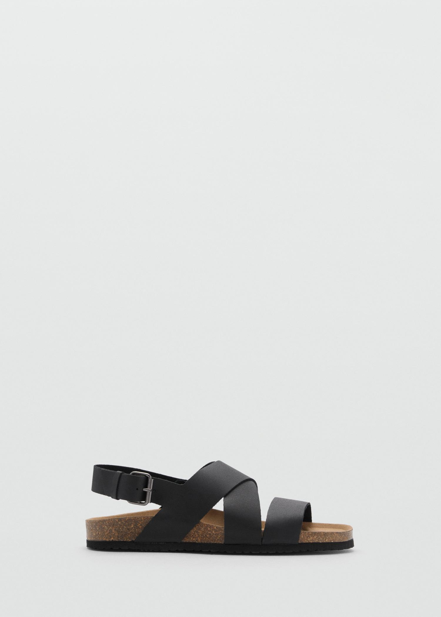 Crossed leather sandals with buckle - Men | MANGO USA Product Image