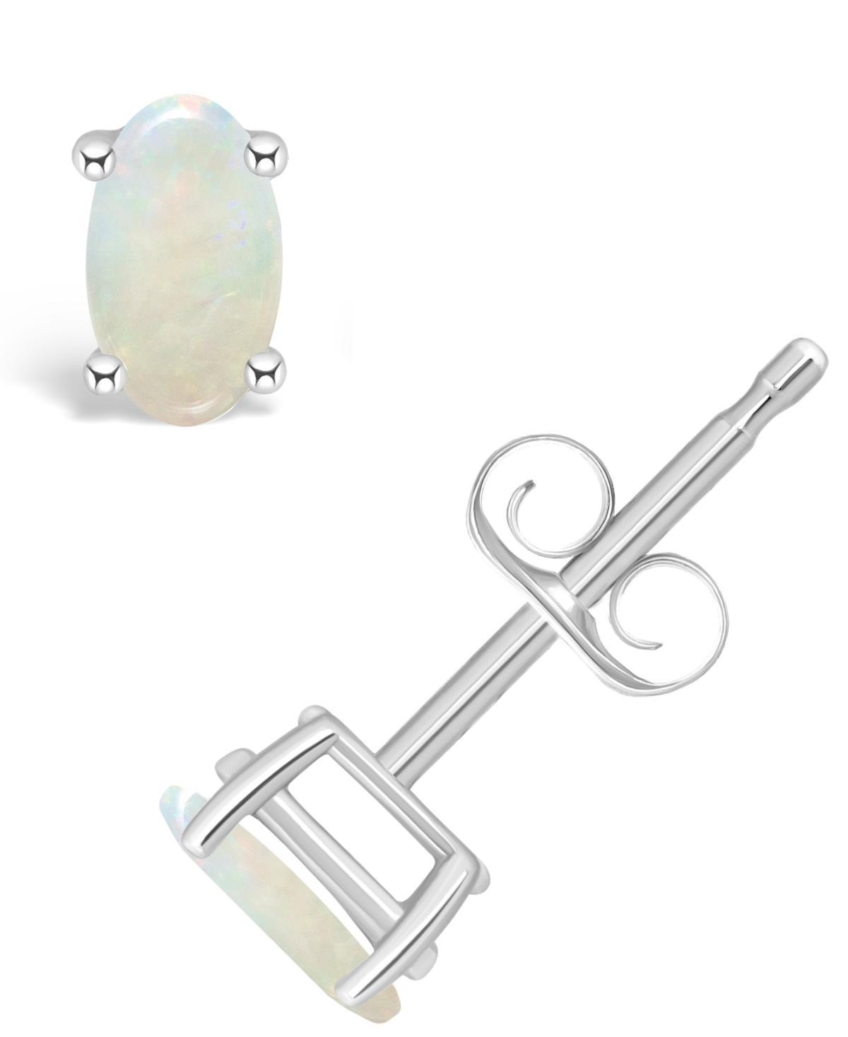 14k White Gold Oval Birthstone Stud Earrings, Women's, White Topaz Apr Product Image
