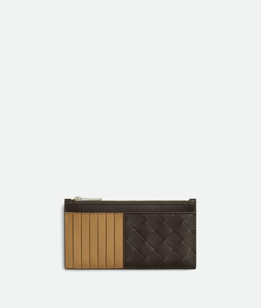Men's Intrecciato Long Zippered Card Case in Kaki/dark praline Product Image
