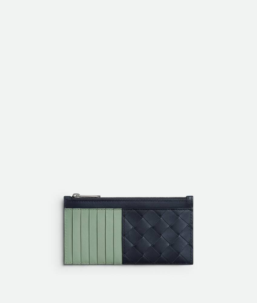 Men's Intrecciato Long Zippered Card Case in Space/new sauge Product Image