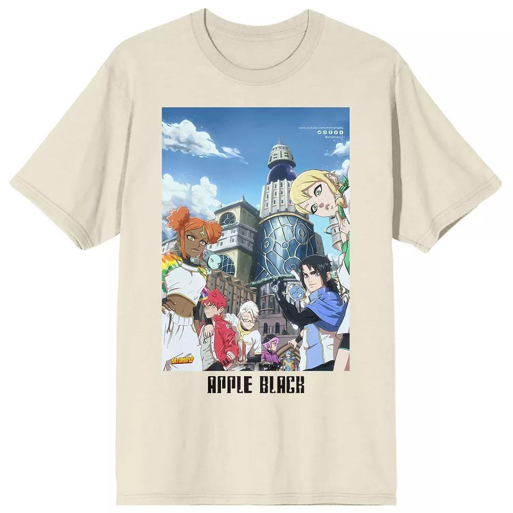 Men's Apple Black Poster Design Graphic Tee, Size: Small, Off White Product Image