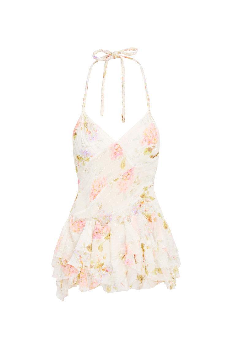 Adrinette Chiffon Halter Mini Dress Product Image