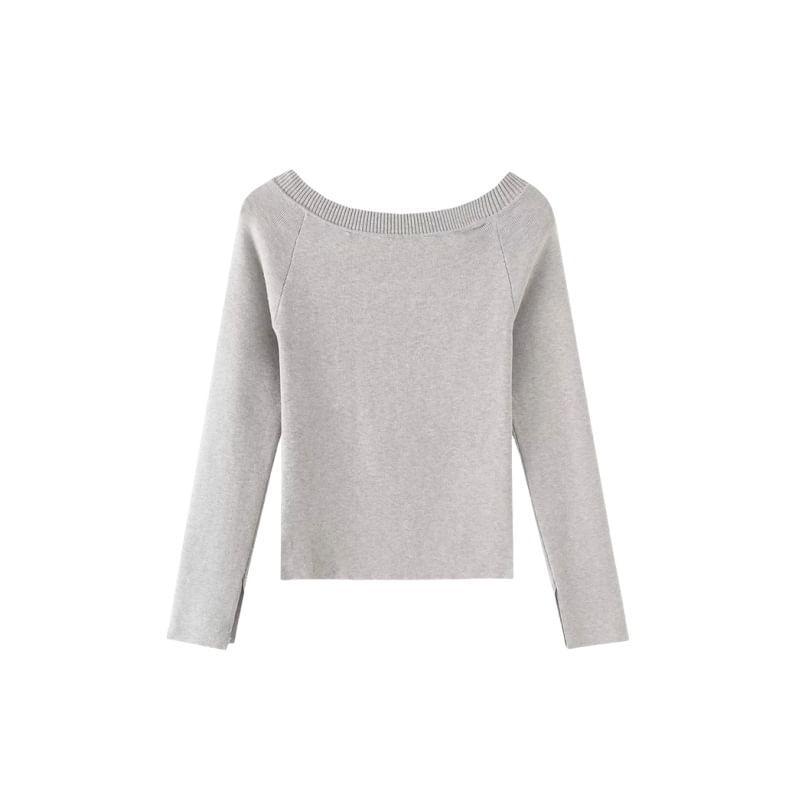 Boat Neck Plain Sweater Product Image