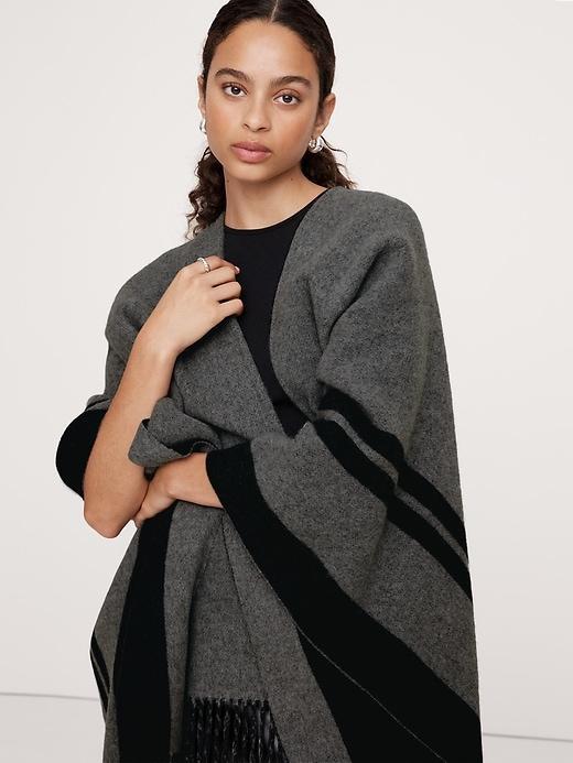 Stripe Wool Poncho Product Image