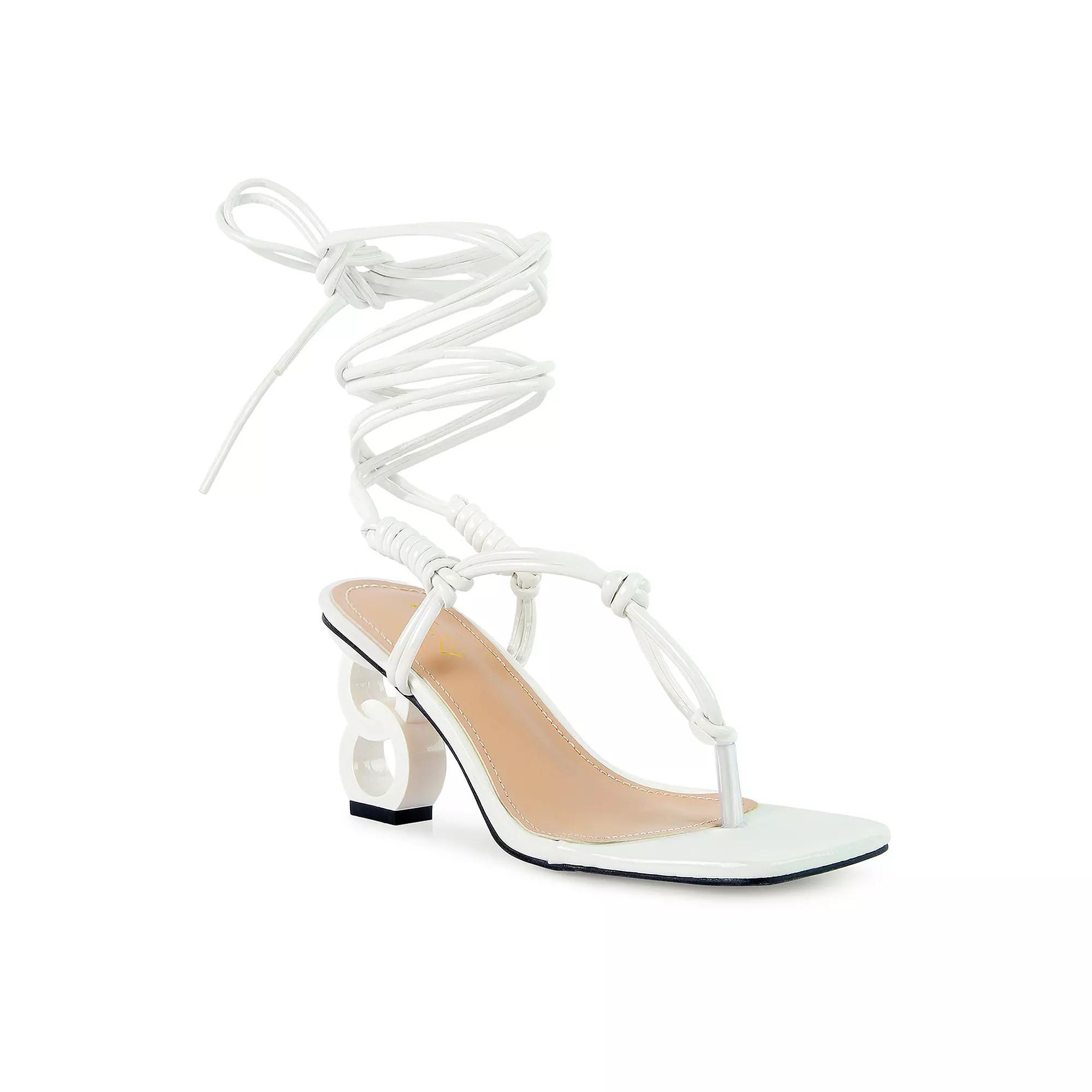 London Rag Cassino Women's Lace-Up Chain Heels, Size: 9, White Product Image