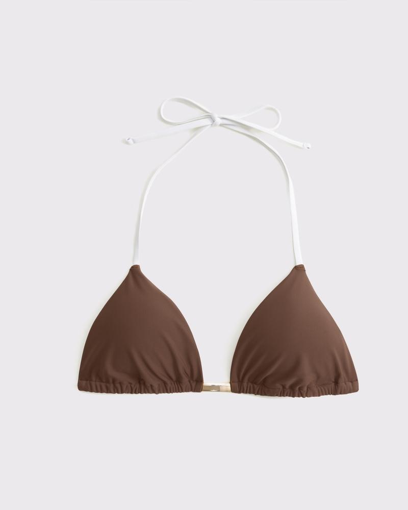 Beaded Halter String Triangle Bikini Top Product Image