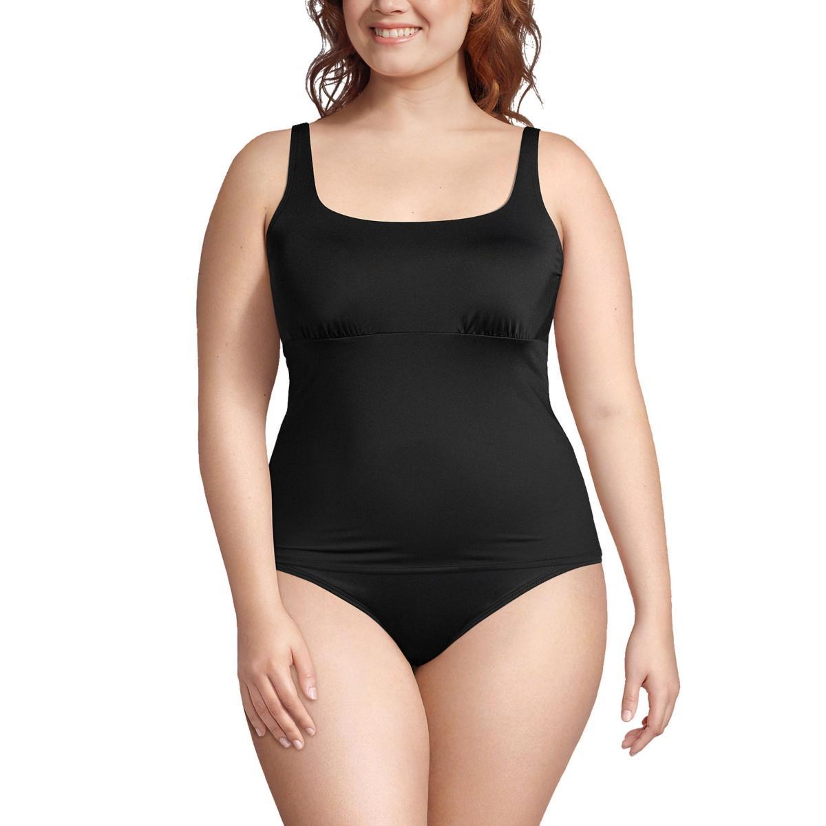 Petite Lands End UPF 50 Underwire Squareneck Tankini Top, Womens Product Image
