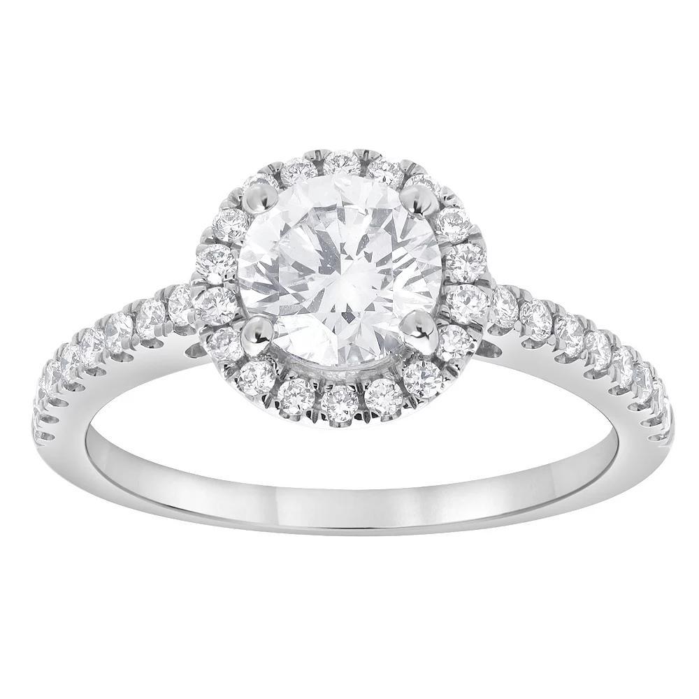 Diamond Brilliance 14k White Gold 1 1/3 Carat T.W. Lab-Grown Diamond Round Center Halo Engagement Ring, Women's, Size: 7, 14k Gold Product Image