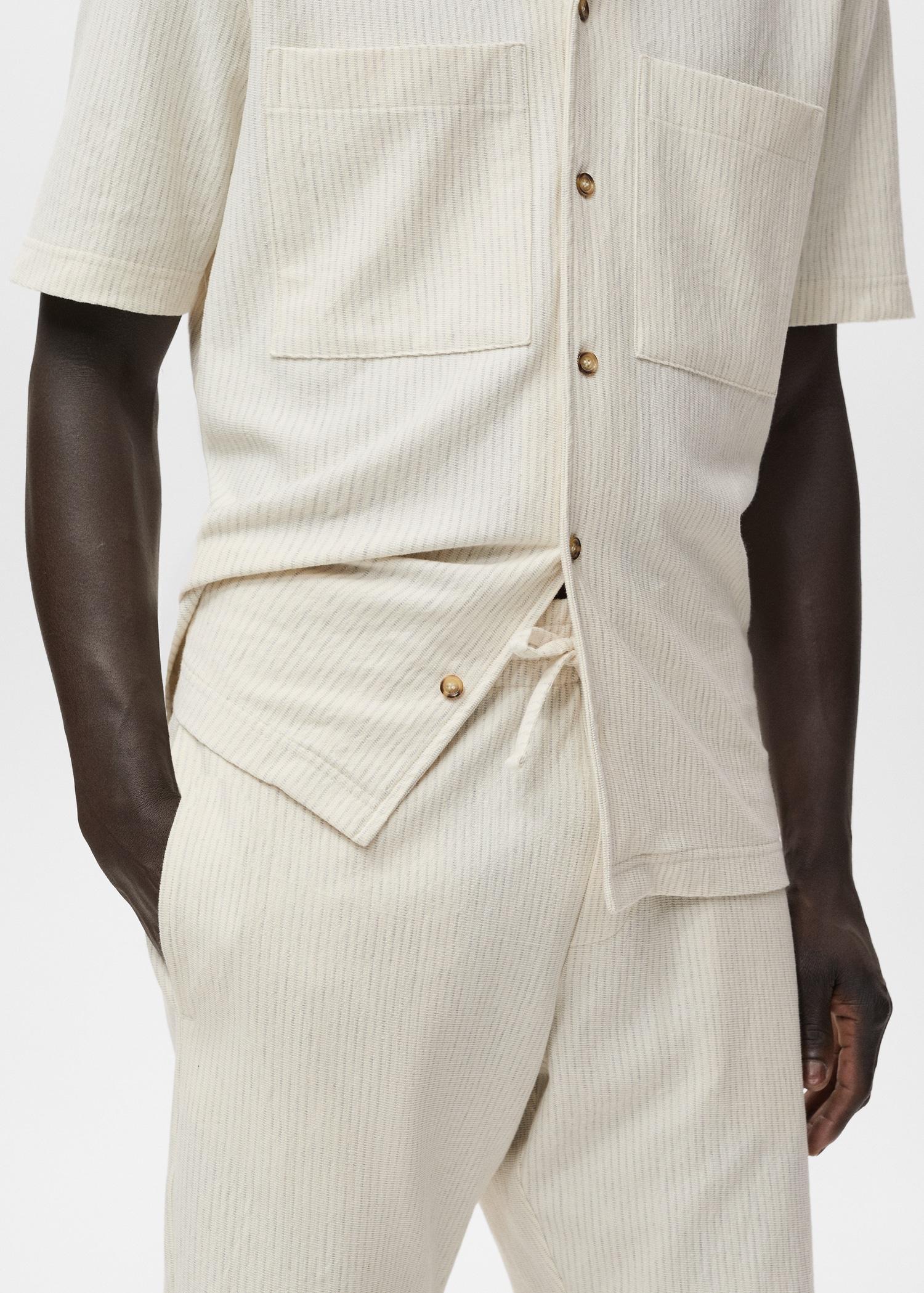 Striped cotton Bermuda shorts - Men | MANGO USA Product Image
