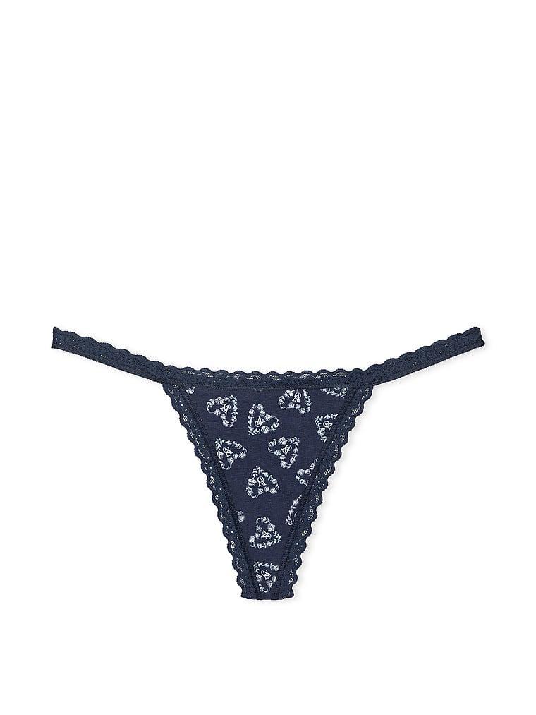 Lace-Trim Cotton V-String Panty Product Image