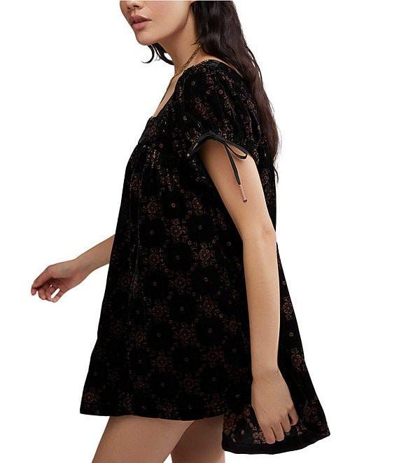 Free People Velvet Summer Camp Floral Square Neck Short Sleeve Tunic Product Image