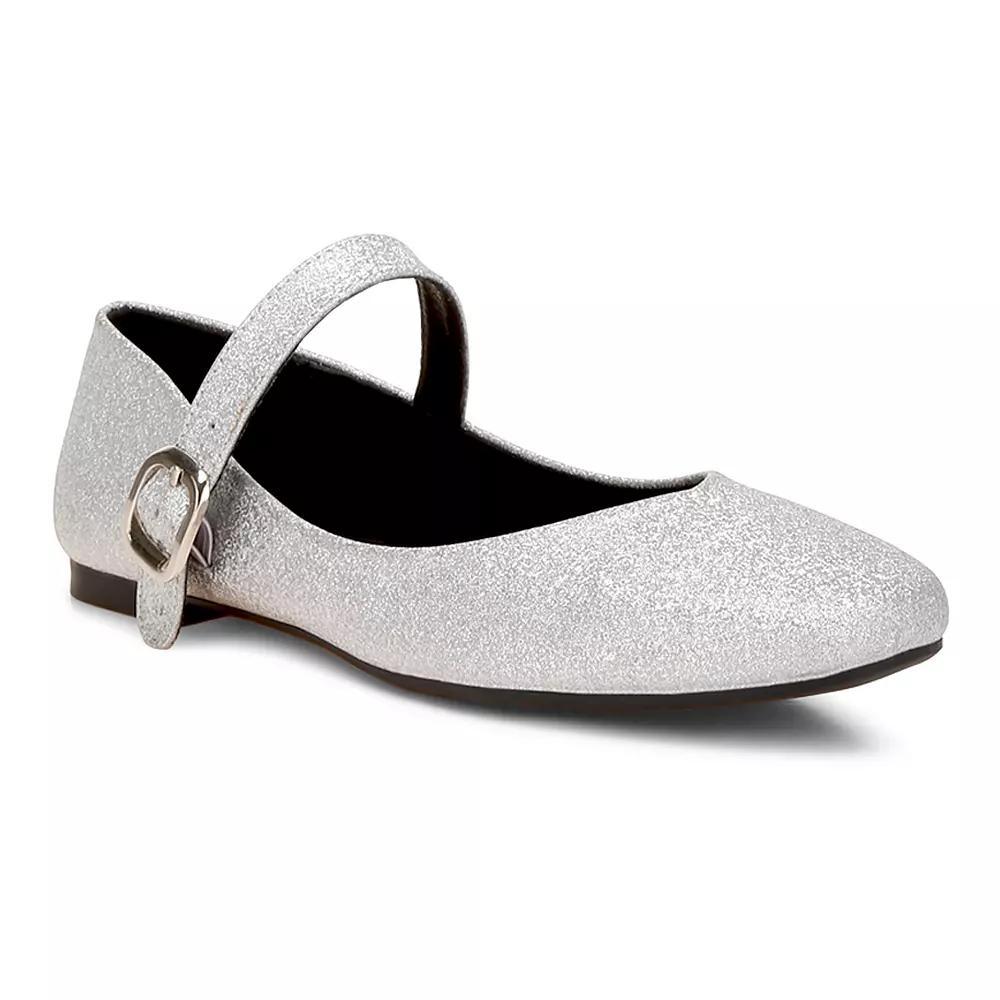London Rag Herma Glitter Pin Buckle Women's Ballerinas, Size: 8, Silver Product Image