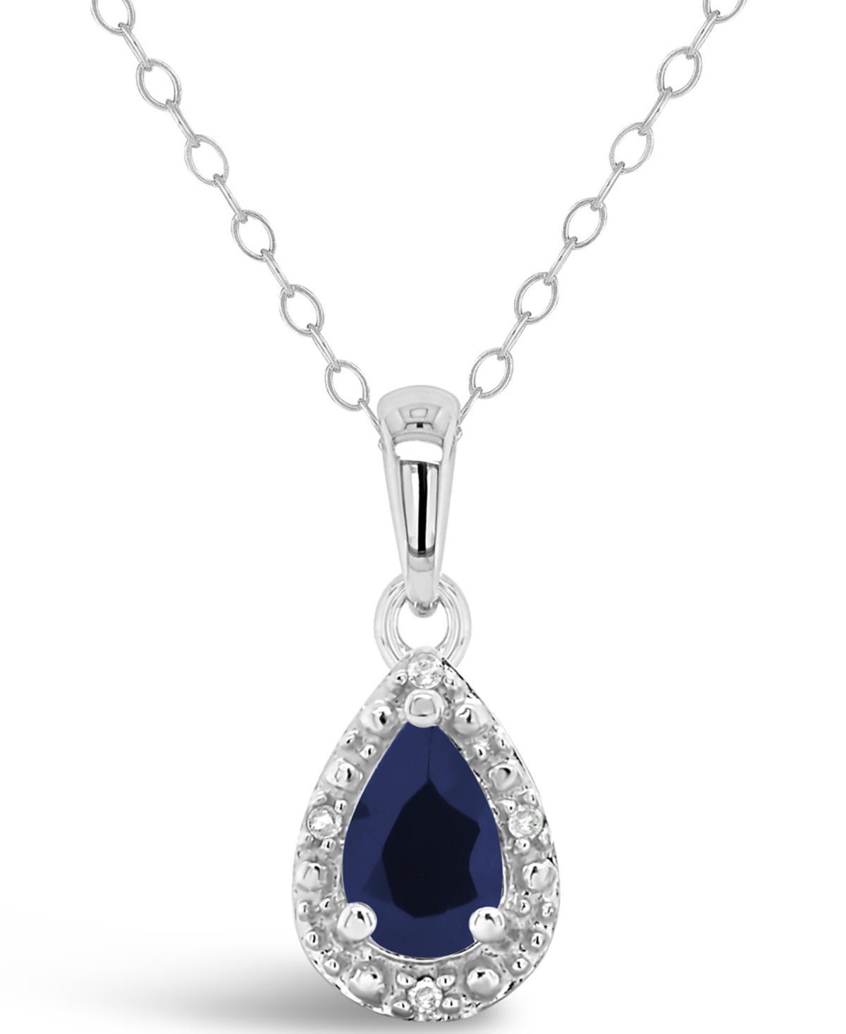 Celebration Gems Sterling Silver Pear Shaped Genuine Aquamarine Diamond Accent Frame Pendant Necklace, Womens Green Product Image