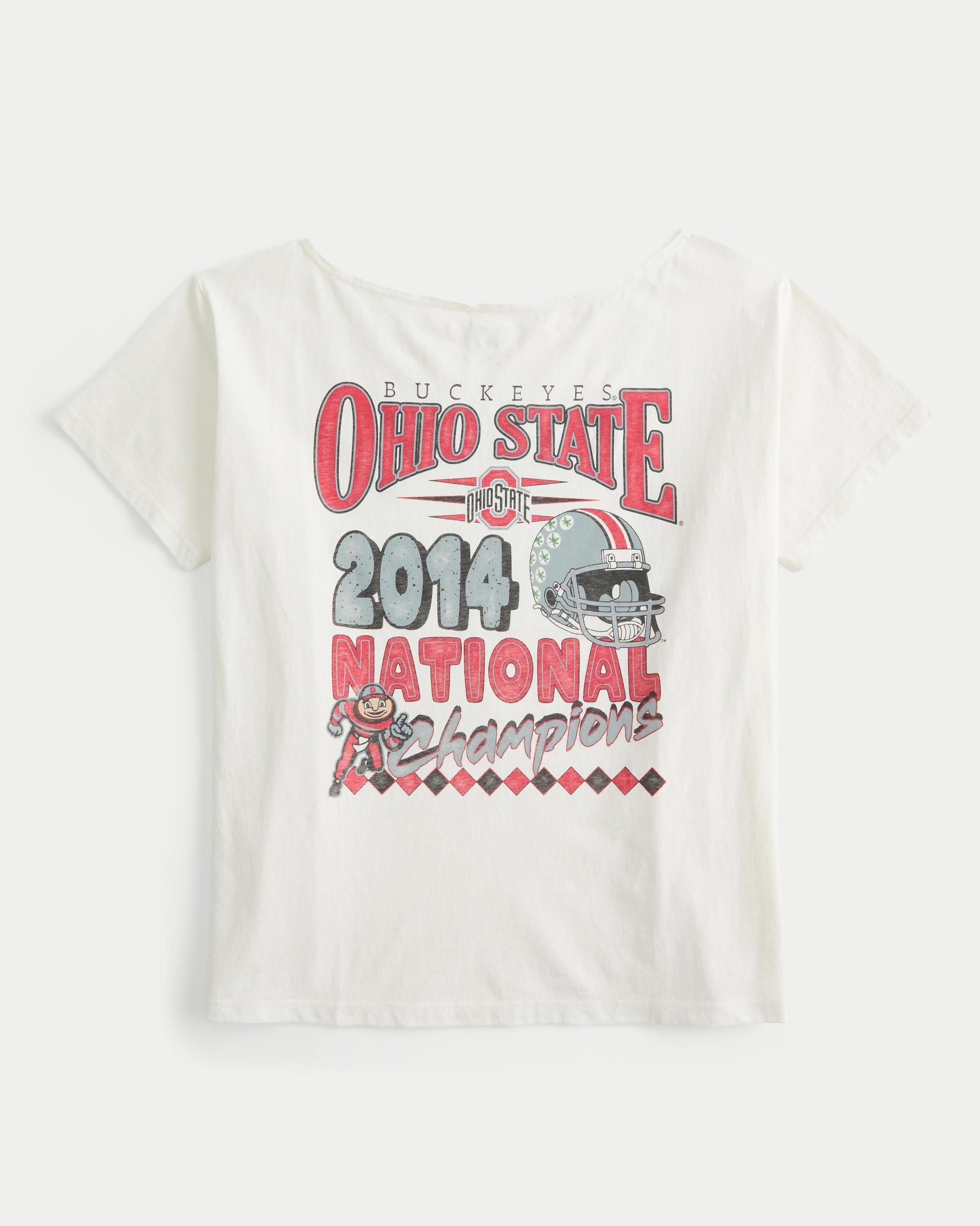 Oversized Off-the-Shoulder Ohio State Buckeyes Graphic Tee Product Image