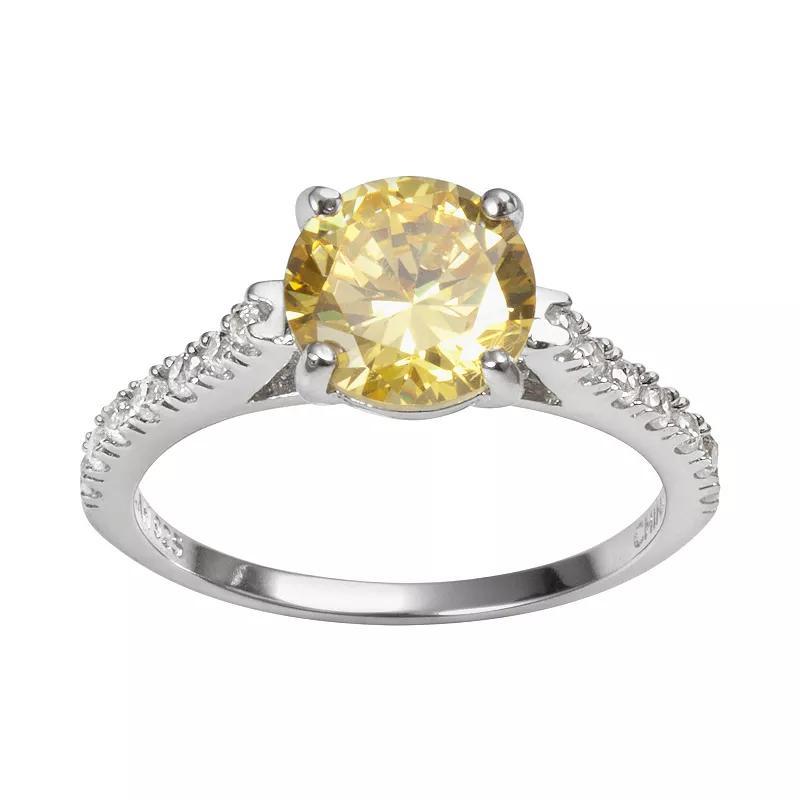 Sophie Miller Sterling Silver Yellow & White Cubic Zirconia Ring, Women's, Size: 8 Product Image