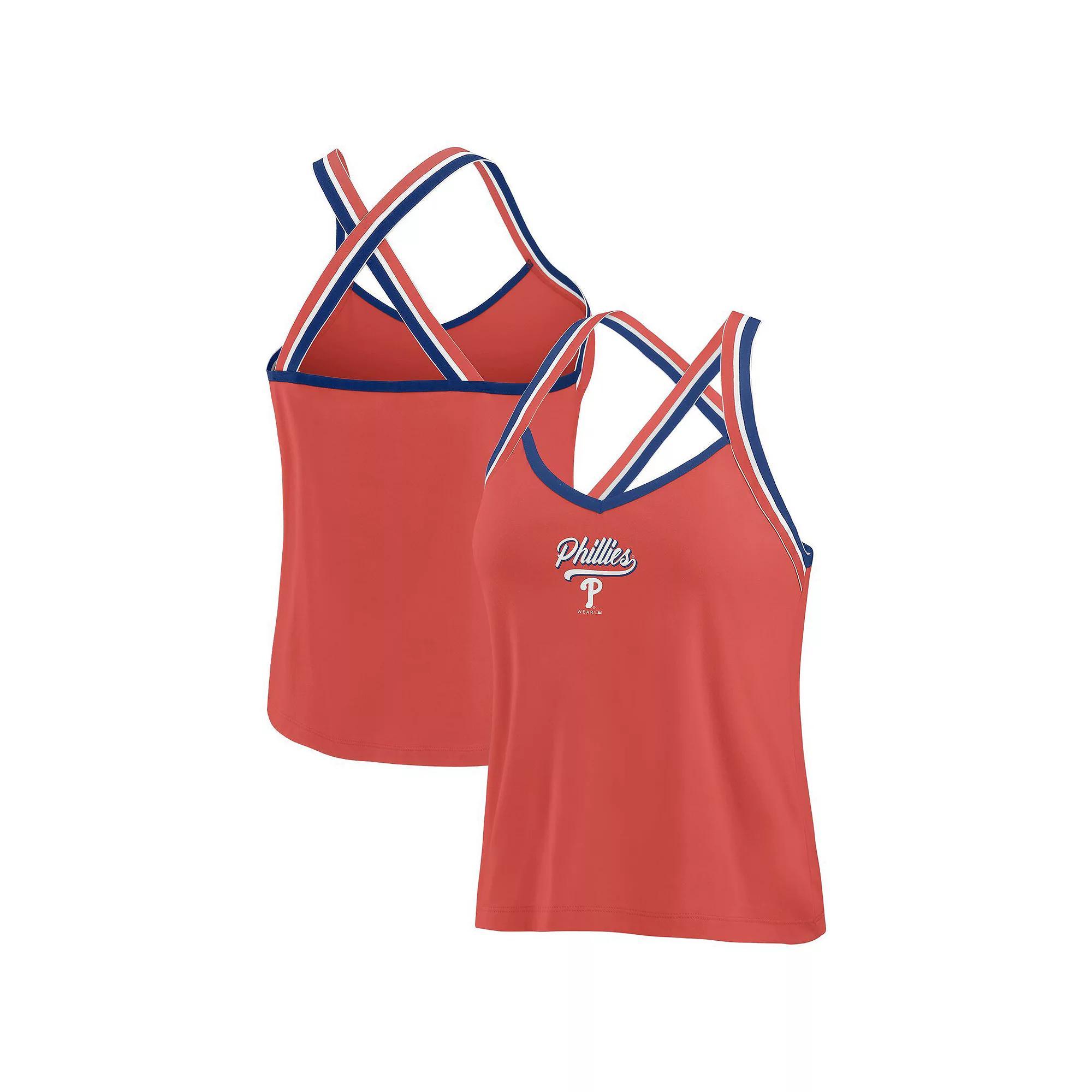 Women's WEAR by Erin Andrews Royal Buffalo Bills Cross Strap Tri-Blend Tank Top, Size: Large, Blue Product Image