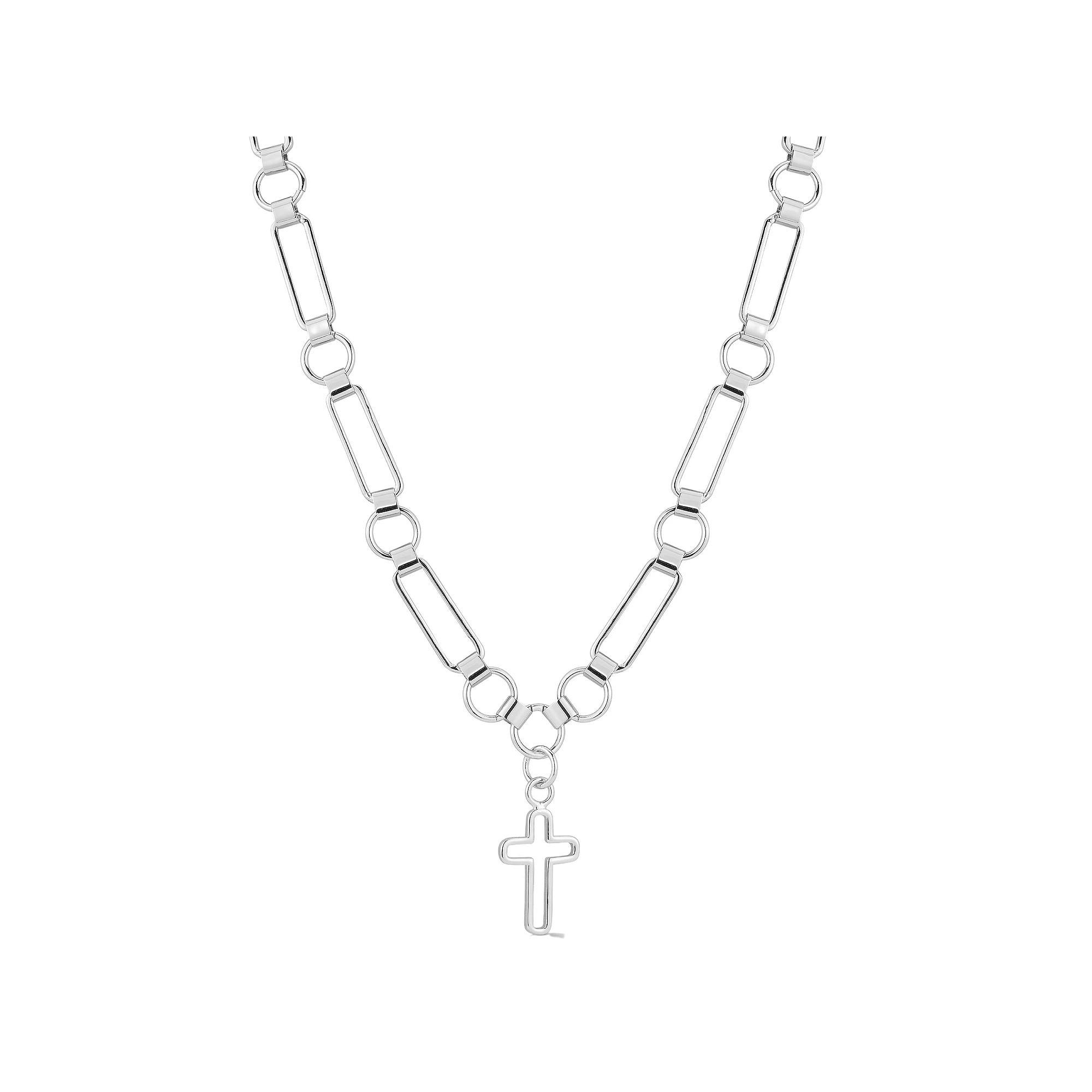 WINX 18k Gold Plated Open Cross Necklace, Women's, Size: 20", Silver Tone Product Image
