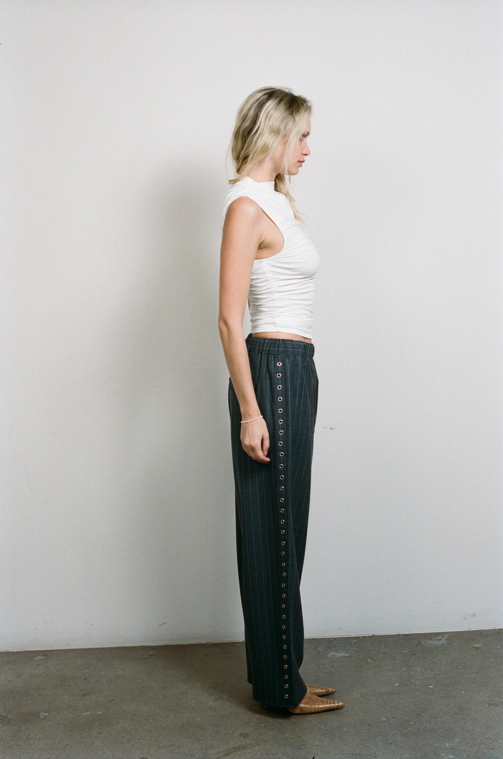 NAYA TROUSER - PINSTRIPE WOOL Product Image