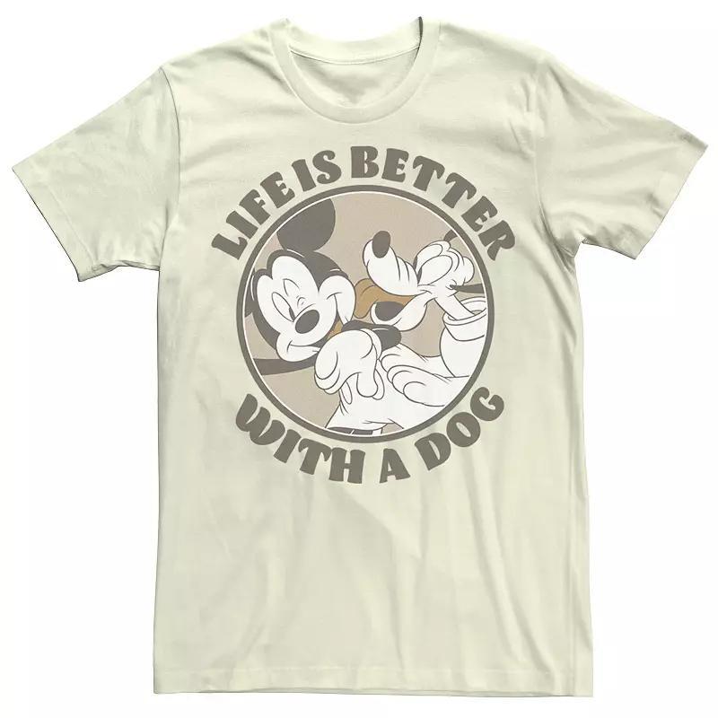 Disney's Mickey & Friends Men's Life Is Better With A Dog Tee, Size: Large, Natural Product Image