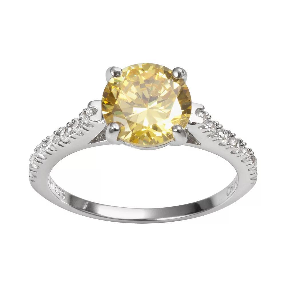 Sophie Miller Sterling Silver Yellow & White Cubic Zirconia Ring, Women's, Size: 8 Product Image