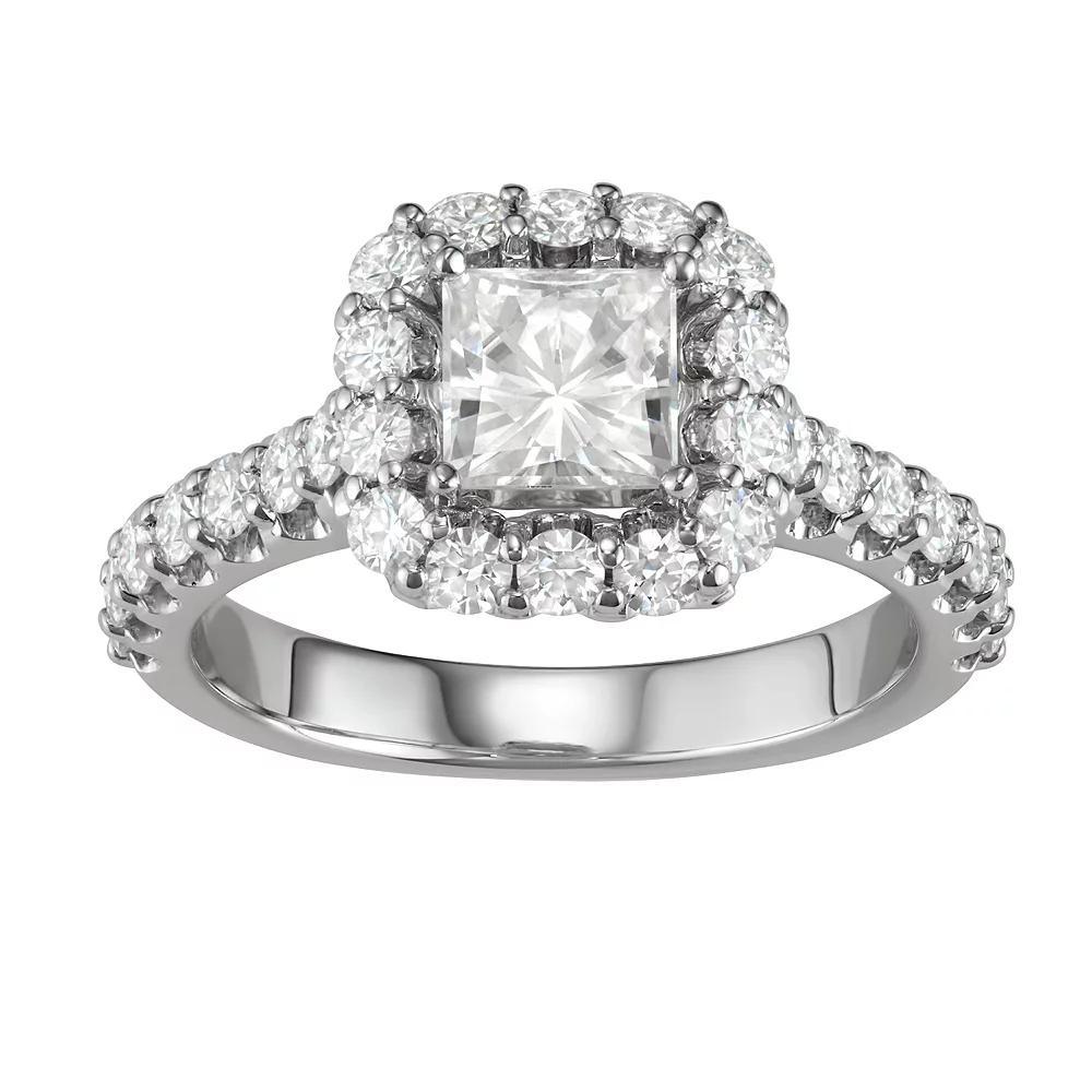 14K White Gold Lab-Created Moissanite 2 Ct. T.W. Square Brilliant Fashion Ring, Women's, Size: 6, 14kwh Gold Product Image