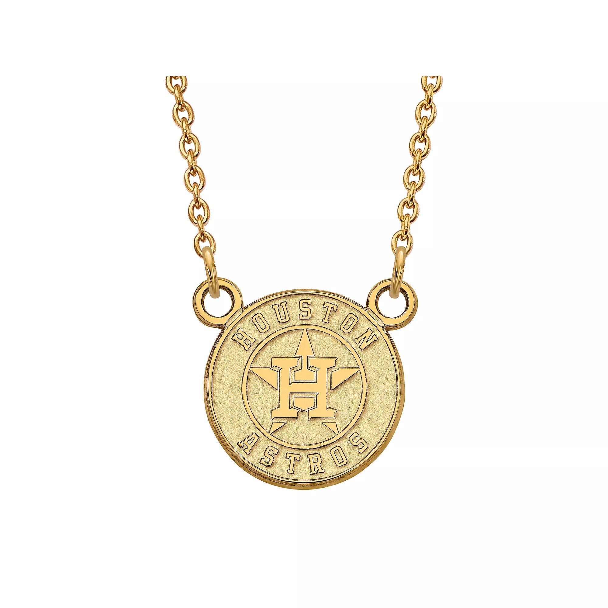 LogoArt Sterling Silver Houston Astros Pendant Necklace, Women's, Size: 18 mm, 14k Gold Plated Product Image
