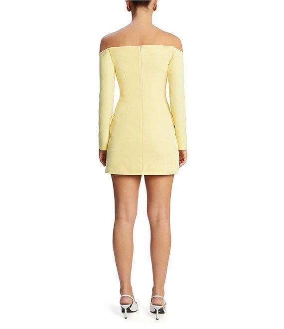 Bardot Iria Off-The-Shoulder Neck Long Sleeve Button Front Bodycon Mini Dress Product Image