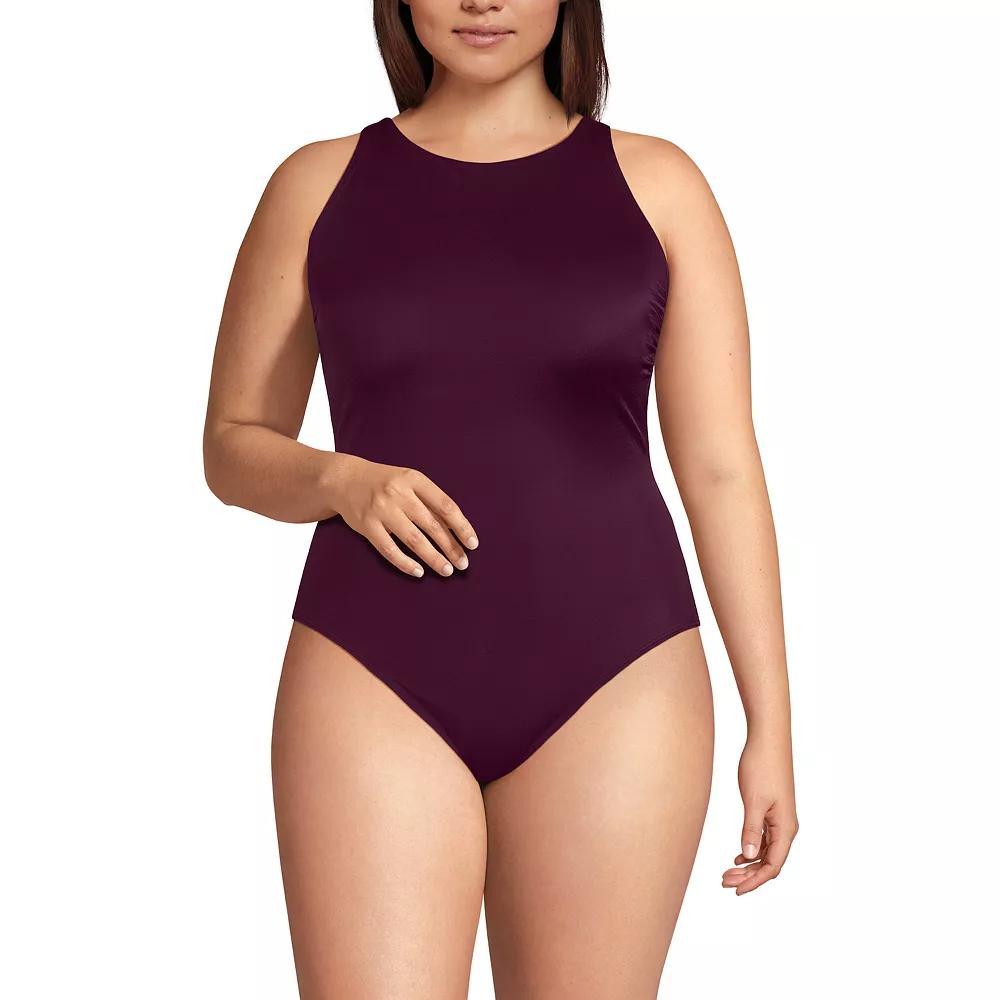 Plus Size Lands' End High Neck One-Piece Swimsuit, Women's, Size: 24 W, Dark Red Product Image