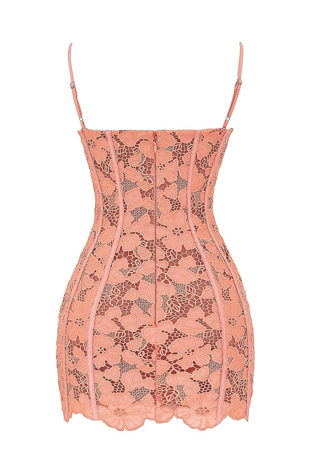 Ilayda Sorbet Embroidered Floral Lace Mini Dress Product Image