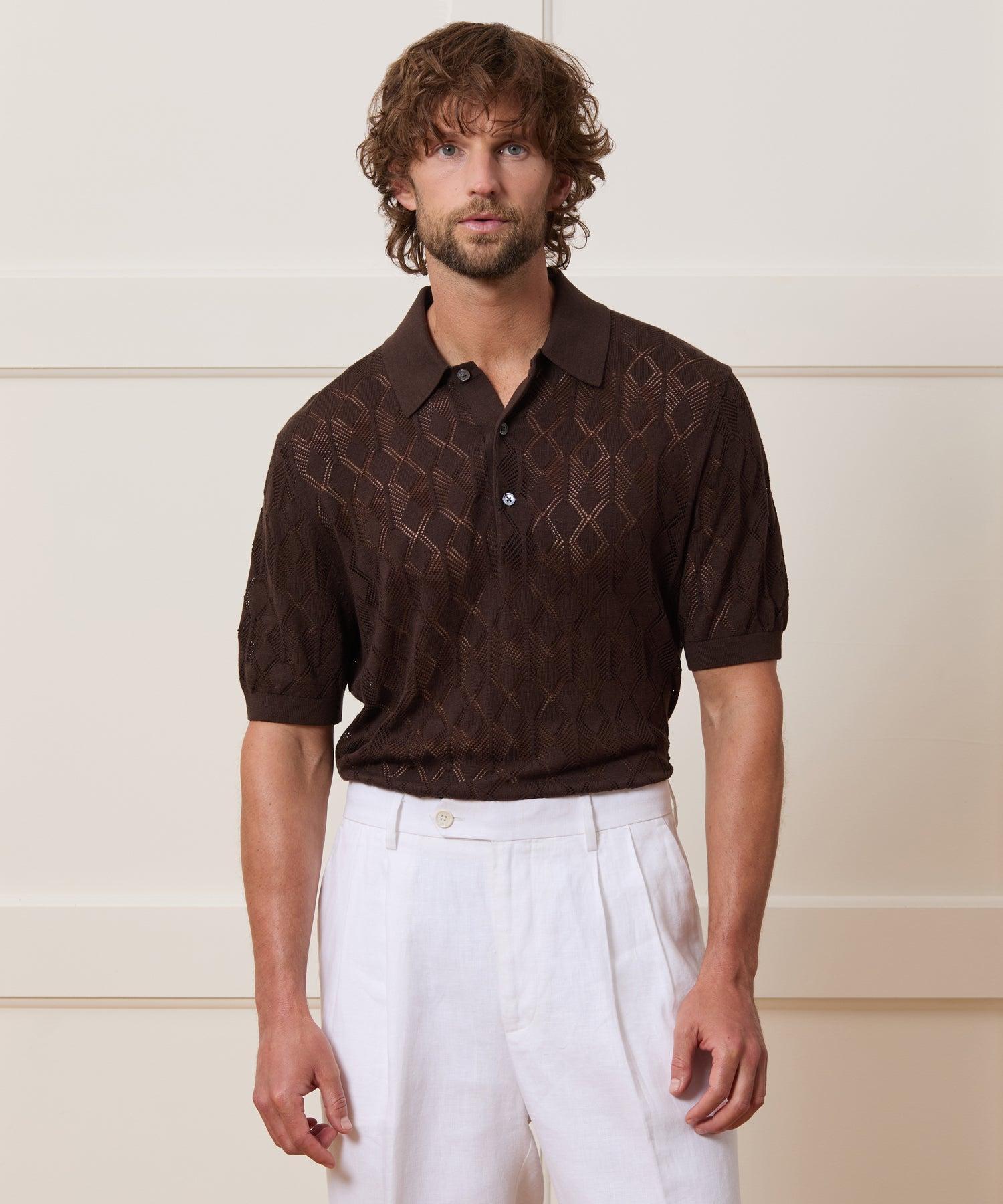 Silk-Cotton Diamond Sweater Polo Product Image
