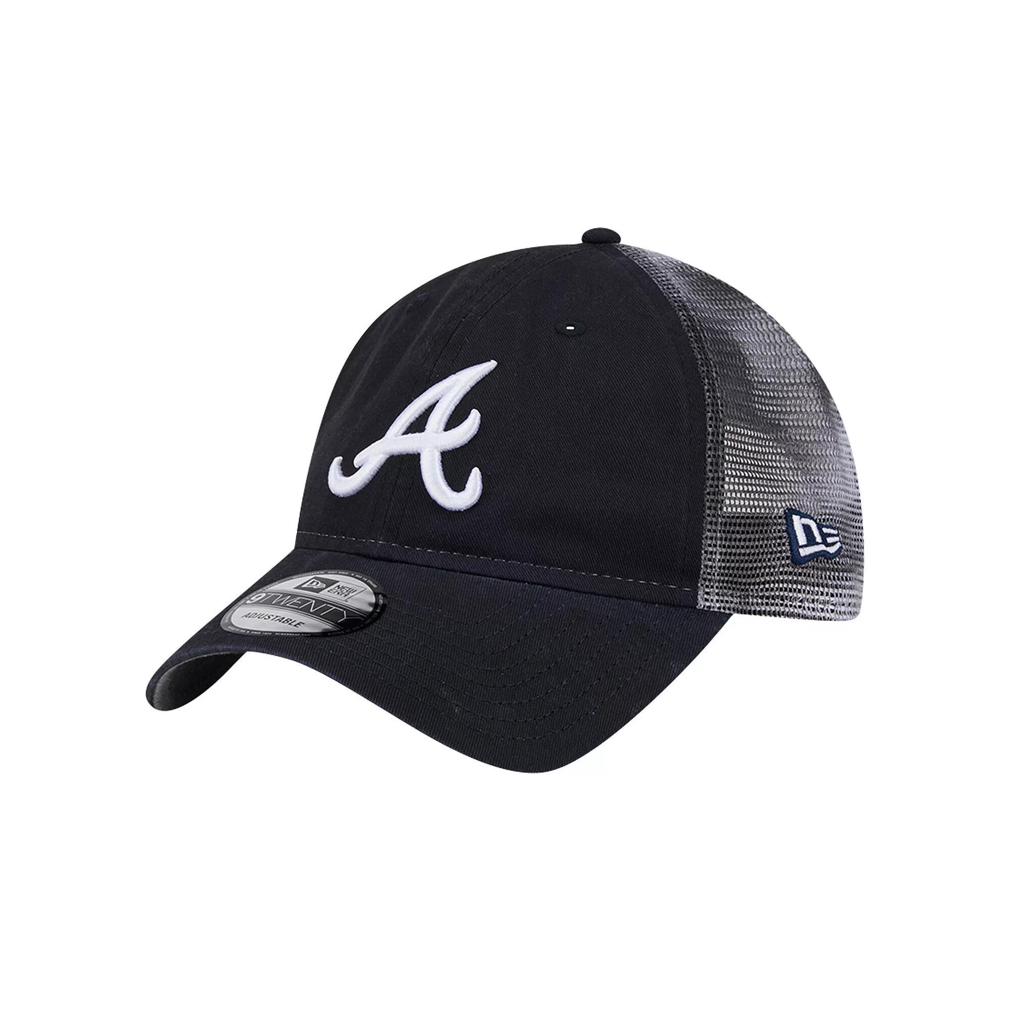 Men's New Era Navy Atlanta Braves Team Slick Trucker 9TWENTY Adjustable Hat, Blue Product Image