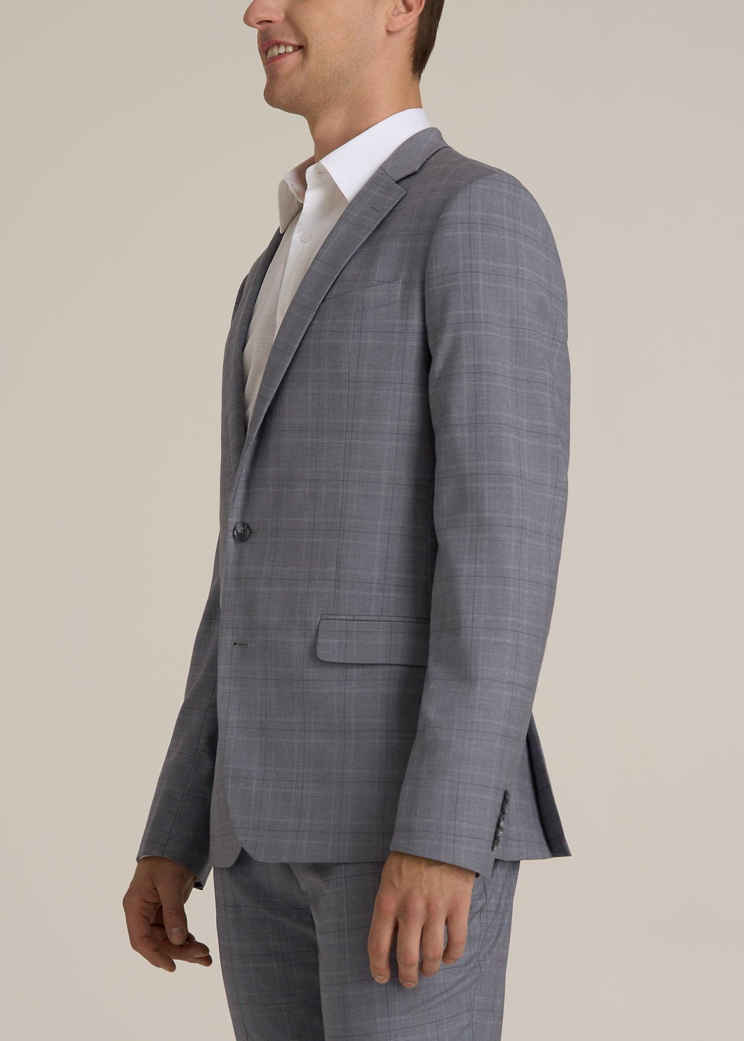 Suit Jacket for Tall Men in Light Grey Plaid Product Image