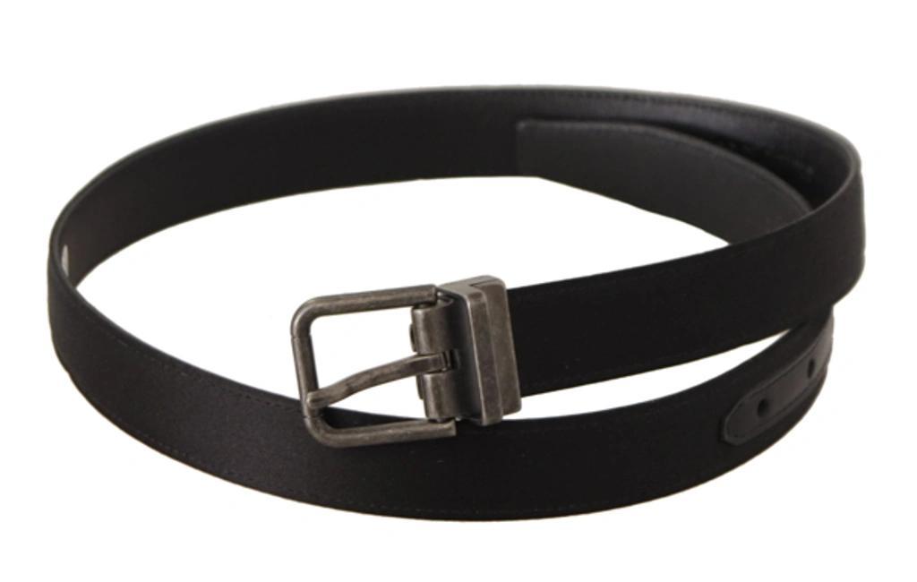 DOLCE & GABBANA Black Calfskin Leather Vintage Metal Buckle Belt Product Image