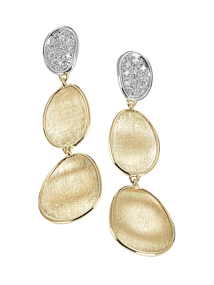 Marco Bicego 18K Yellow & White Gold Lunaria Diamond Drop Earrings Product Image