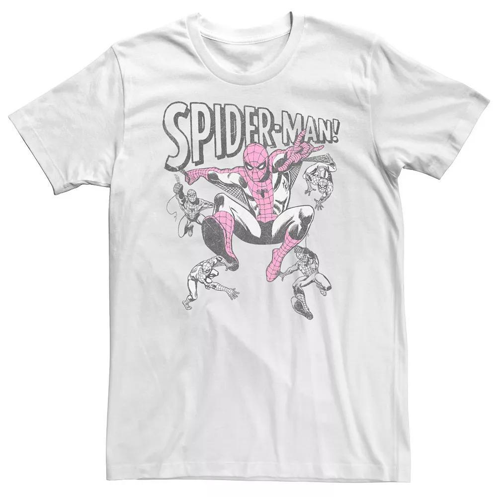 Big & Tall Spiderman Vintage Spidey Poses Tee, Men's, Size: XL Tall, White Product Image