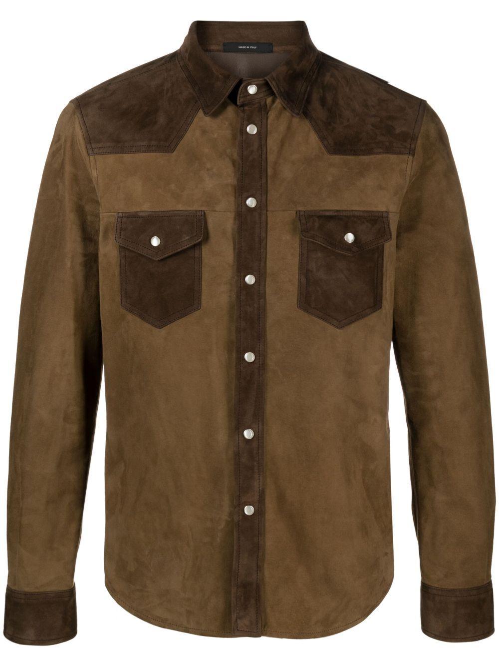 TOM FORD Western-style Suede Shirt In Brown Product Image