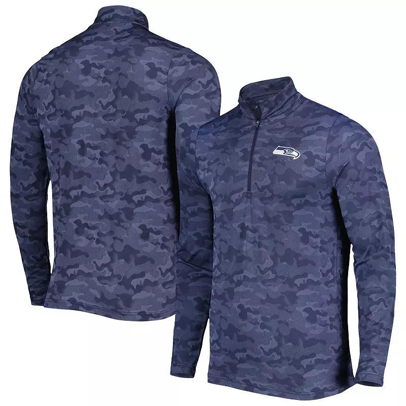 Men's Antigua College Navy Seattle Seahawks Brigade Quarter-Zip Sweatshirt, Size: 3XL, Blue Product Image