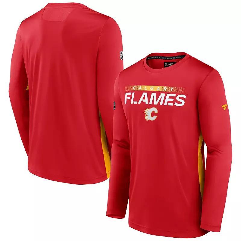 Men's Fanatics Branded Red Calgary Flames Authentic Pro Rink Performance Long Sleeve T-Shirt, Size: Small, Flm Red Product Image
